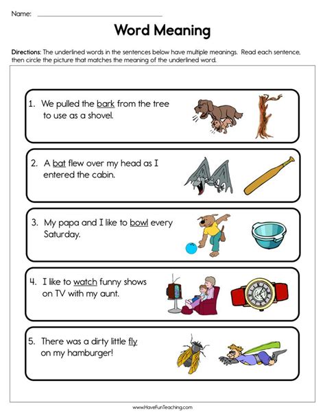 Word Meaning Worksheet - Have Fun Teaching