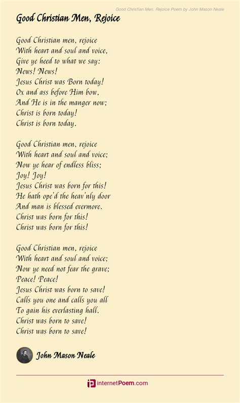 Good Christian Men, Rejoice Poem by John Mason Neale