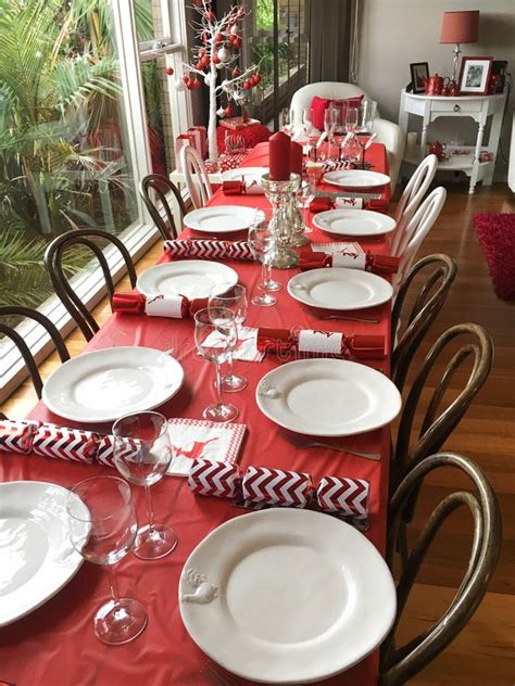 Table Setting for Christmas Lunch Stock Image - Image of event ...