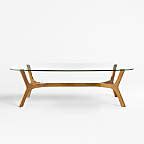 Elke Rectangular Glass Coffee Table with Brass Base | Crate & Barrel