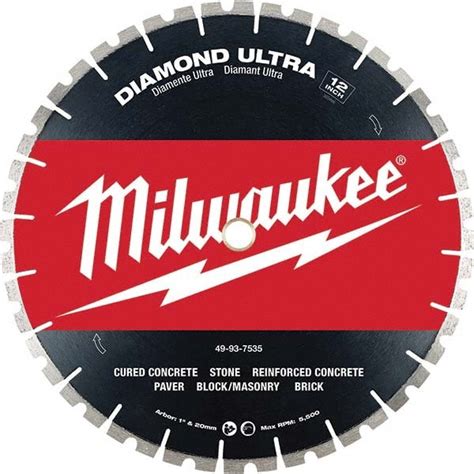 Milwaukee Tool - Wet & Dry Cut Saw Blade: 12" Dia, 1" Arbor Hole, 12 ...