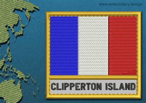 Clipperton Island Rectangle Flag Embroidery design with a Gold Border