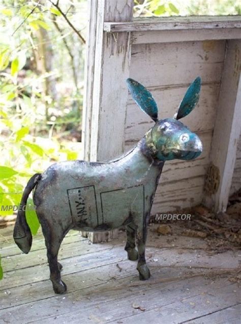 Recycled Metal Donkey Statue Yard Art Farm Animal Mule Horse Barn Reclaimed | eBay | Metal yard ...