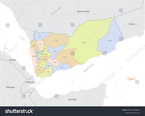 Detailed Map Yemen Administrative Divisions Borders Stock Vector ...