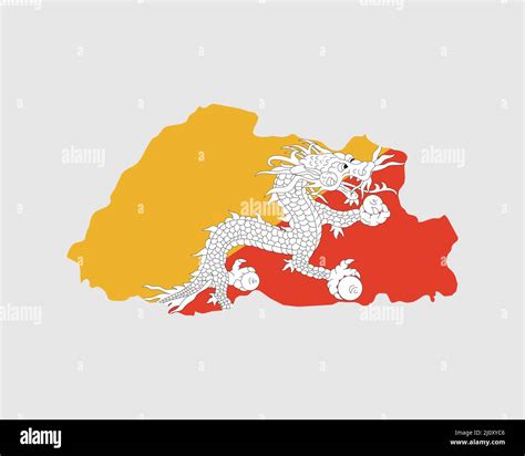 Bhutan Map Flag. Map of Bhutan with the Bhutanese country flag. Vector ...