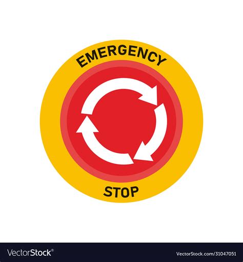 Emergency stop button red warning press Royalty Free Vector