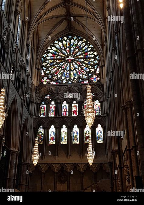 The stained glass window at westminster abbey hi-res stock photography ...