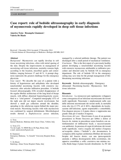 (PDF) Case report: role of bedside ultrasonography in early diagnosis of myonecrosis rapidly ...