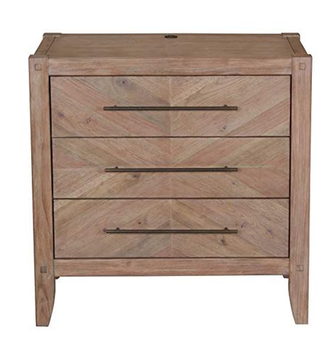 Scott Living Auburn White Washed Natural Finish Nightstand with 3 Drawers | White washed ...