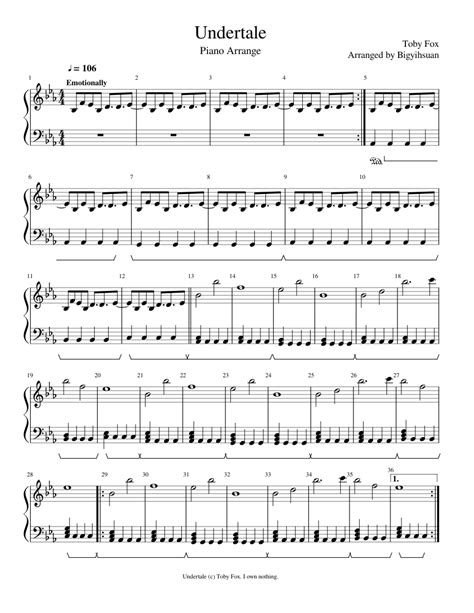 Undertale - Undertale (Piano Arrange) Clarinet Sheet Music, Piano Sheet Music, Music Lessons For ...