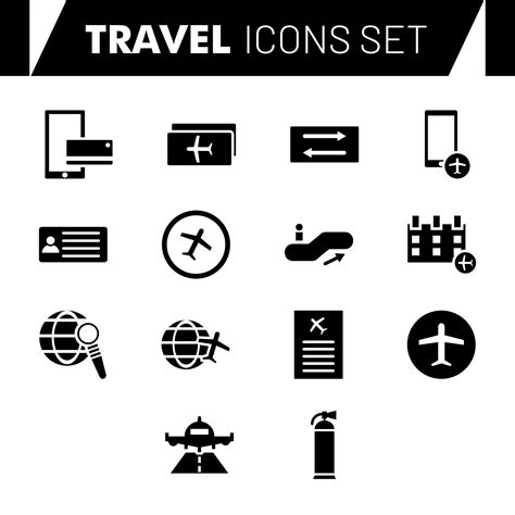 black and white illustration of Travel icon set. 25097071 Vector Art at Vecteezy