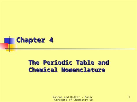 (PPT) Malone and Dolter - Basic Concepts of Chemistry 9e1 Chapter 4 The Periodic Table and ...