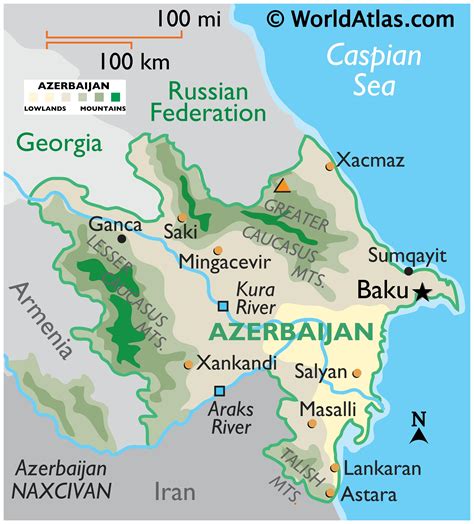 Azerbaijan Map / Geography of Azerbaijan / Map of Azerbaijan - Worldatlas.com