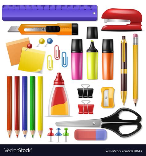 Office supply stationery school tools icons Vector Image