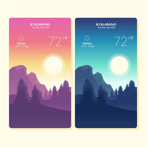 Weather App Screens Vector 230557 Vector Art at Vecteezy