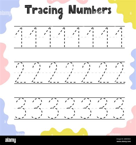 Numbers 1, 2, 3 tracing practice worksheet for kids Stock Vector Image & Art - Alamy