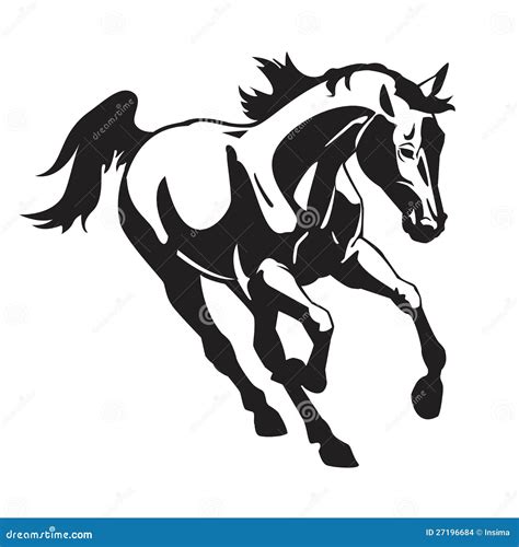 Running Horse Black and White Stock Vector - Illustration of galloping ...