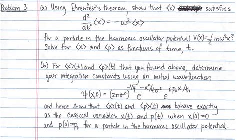 Solved: Using Ehrenfest's Theorem Show That Satisfies D^2/... | Chegg.com