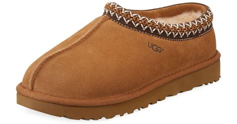 UGG Tasman Suede Fur-lined Slippers in Chestnut (Brown) - Lyst