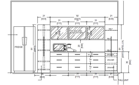 Kitchen Cabinet Layout Design In DWG File - Cadbull