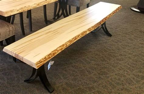 84" Live Edge Bench, Shown in Wormy Maple with a Natural Finish - Amish Oak