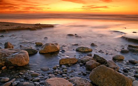 Coast landscape, beach, rocks, water, ocean, sea, sunset wallpaper | nature and landscape ...