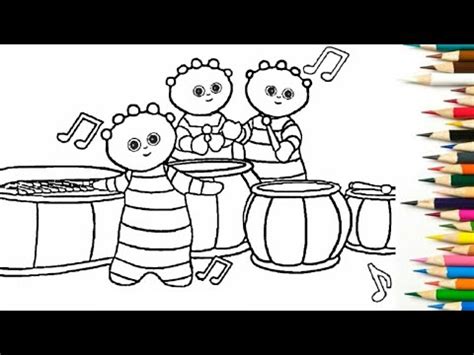 Colouring Tombliboos with Drums l In The Night Garden Coloring Pages l Tombliboo l Rainbow Art l ...