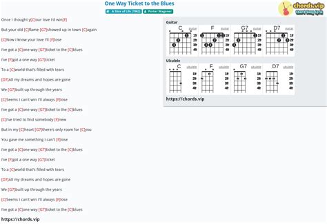 Chord: One Way Ticket to the Blues - tab, song lyric, sheet, guitar, ukulele | chords.vip