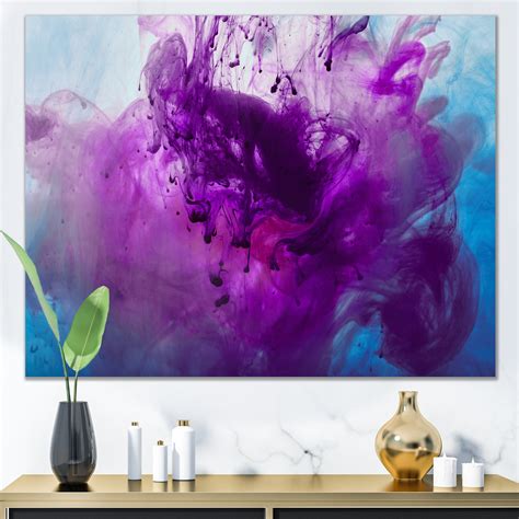 Wrought Studio Purple Blue Mixing Ink Color - Modern Canvas Wall Decor | Wayfair