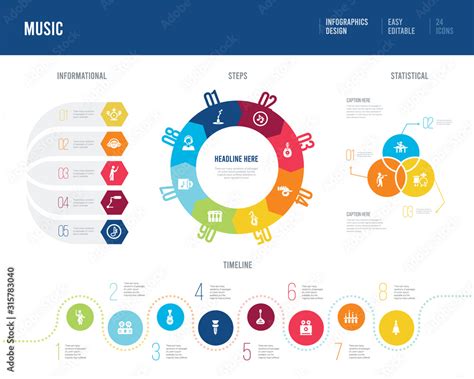 infographic design from music concept. informational, timeline ...