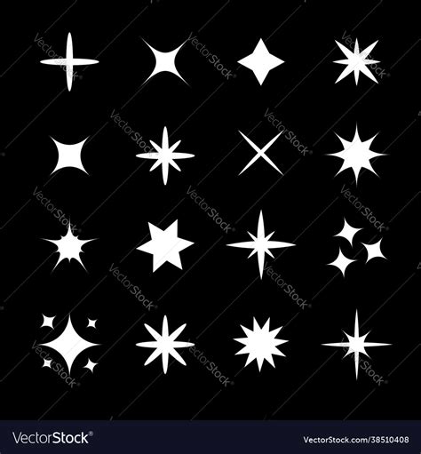 Stars sparkles sign symbol set decoration twinkle Vector Image