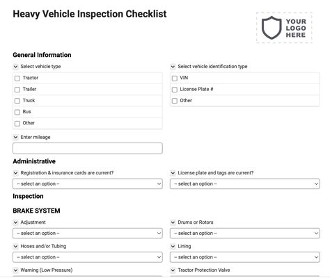 Heavy Vehicle Inspection Checklist - Joyfill