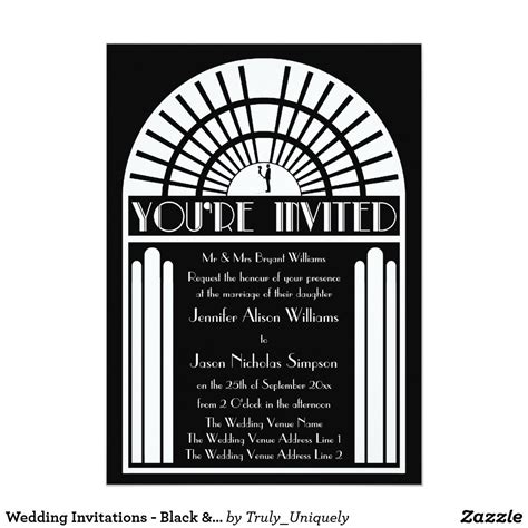 Wedding Invitations - Black & White Art Deco Style Art Deco Wedding ...