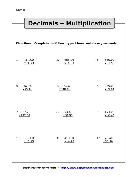 multiplying decimals worksheets pdf 6th grade - Stepanie Cahill