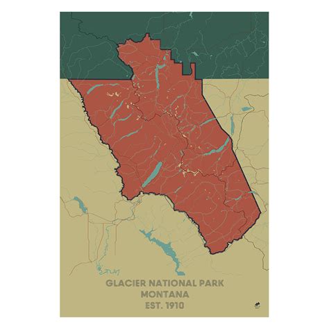 Glacier National Park Poster | National Park Map | Muir Way