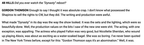 Gordon Thompson (OG Adam Carrington) talk about the Dynasty reboot in new interview : r/DynastyCW