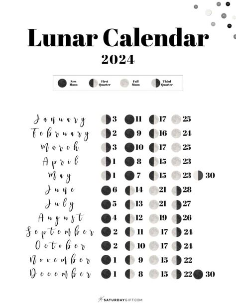 2024 Moon Phase Calendar With Moon Phases Printable - Free Printable ...