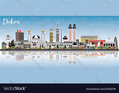 Dakar senegal city skyline with color buildings Vector Image