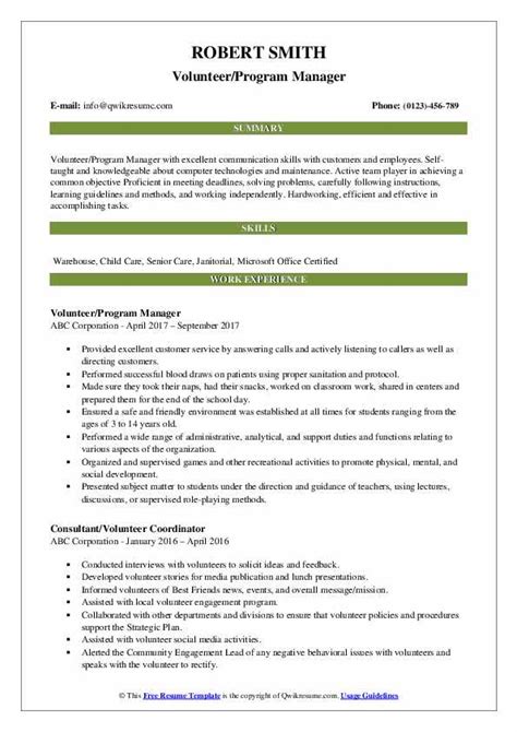 Volunteer Resume Samples | QwikResume