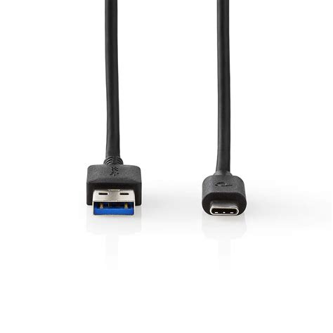 USB Cable | USB-A Male | USB Type-C™ Male | Nickel Plated | 2.00 m | Round | PVC | Black ...