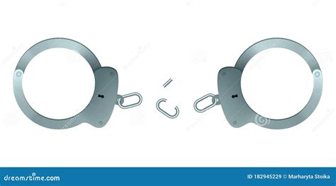 Broken handcuffs. stock vector. Illustration of legal - 182945229