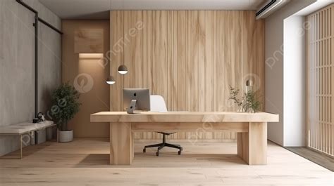 Minimalist Office Suite With Wooden Accents 3d Rendering For Interior ...