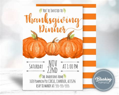 EDITABLE Thanksgiving Invitation, Friendsgiving Invitations, Thanksgiving Dinner Invite, Fall ...