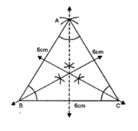 Draw an equilateral triangle on a side of length 6.6cm .Draw all its line of symmetry - Brainly.in