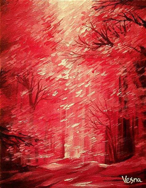 Red Forest Light - Acrylics on 10"x8" Canvas in 2021 | Monochromatic paintings, Canvas art ...