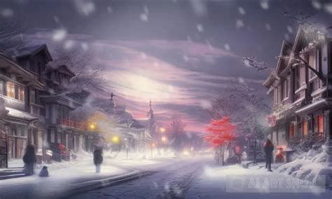 Wintery Street in Small Town