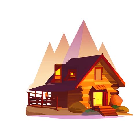 Smoky Mountain Sunset Cabin Graphic · Creative Fabrica