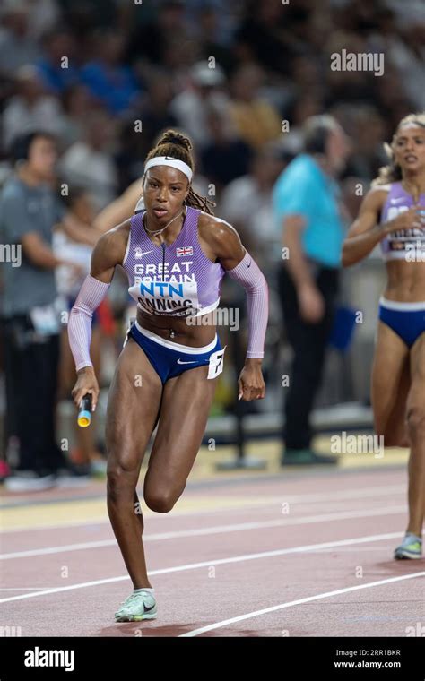 Amber Anning participating in the 400 meters relay at the World ...