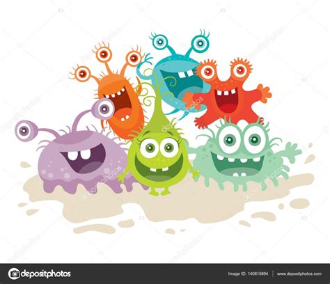 Set of Cartoon Monsters. Funny Smiling Germs. Stock Vector Image by ...