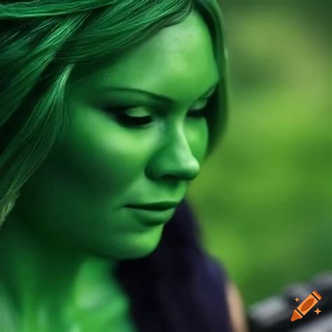 Kirsten dunst as she-hulk in a movie poster on Craiyon